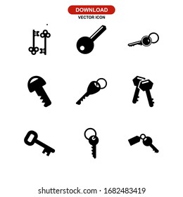 icono de clave o logotipo símbolo de signo aislado ilustración vectorial - Colección de iconos vectoriales de estilo negro de alta calidad
