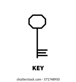 Key icon or logo in modern line style. High quality black outline pictogram for web site design and mobile apps. Vector illustration on a white background.
