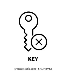 Key icon or logo in modern line style. High quality black outline pictogram for web site design and mobile apps. Vector illustration on a white background.