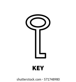 Key icon or logo in modern line style. High quality black outline pictogram for web site design and mobile apps. Vector illustration on a white background.