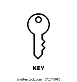 Key icon or logo in modern line style. High quality black outline pictogram for web site design and mobile apps. Vector illustration on a white background.