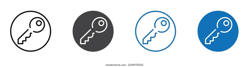 Icono clave Iniciar sesión de logotipo de contorno de línea delgada