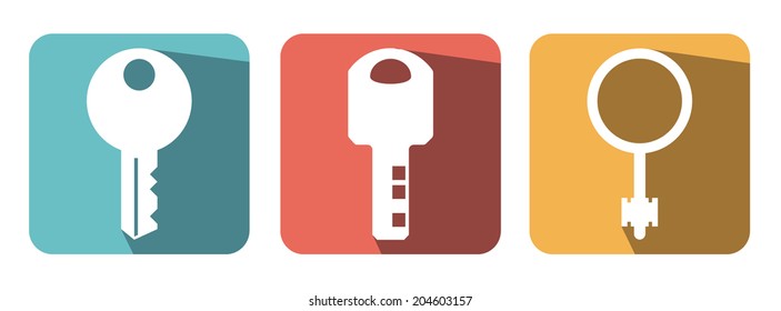 Key Icon with long Shadow