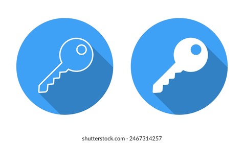 Key icon with long shadow. Keys in generic style