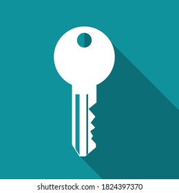 Un icono de clave con una sombra larga. signo de protección y seguridad. vector