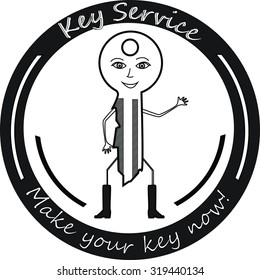 Key icon for key making service. An advertisement emblem for shops and kiosks.