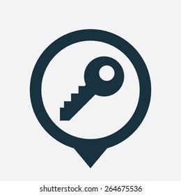 key icon map pin on white background 
