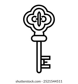 key icon or modern line symbol. Vector line art and icon design with bold outline. Black and white Pixel Perfect minimalistic symbol isolated white background. Silhouette simple thin sign