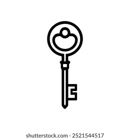 ícone de chave ou símbolo de linha moderno. Design de ícones e arte vetorial com estrutura de tópicos em negrito. Preto e branco Pixel perfeito símbolo minimalista isolado fundo branco. Silhueta sinal fino simples