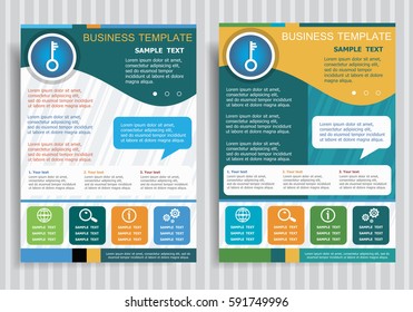 Key icon on background for banner, web, site, design. Brochure Flyer design Layout template, size A4.