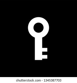 Key Icon On Black Background. Black Flat Style Vector Illustration.