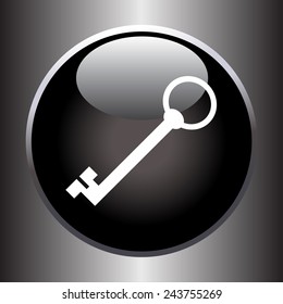 Key icon on black button. Vector illustration