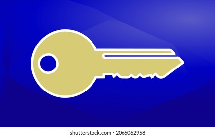Key Icon on blue background. Vector illustration