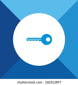 Key Icon on Blue Background. Eps-10.