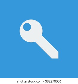 Key icon, on blue background, white outline, large size symbol