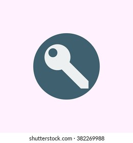 Key icon , on blue circle background, white outline