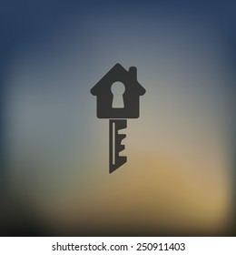 key icon on blurred background