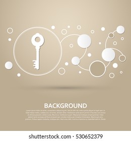 Key Icon on a brown background with elegant style and modern design infographic. Vector illustration