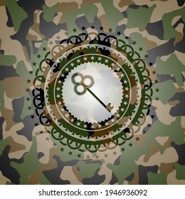 icono de la tecla sobre textura de camuflaje. 