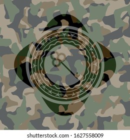 key icon on camouflaged pattern