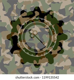 key icon on camouflaged texture