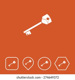 Key Icon on Flat UI Colors with Different Shapes. Eps-10.