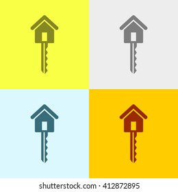 Key Icon on Four Different Backgrounds. Eps-10.