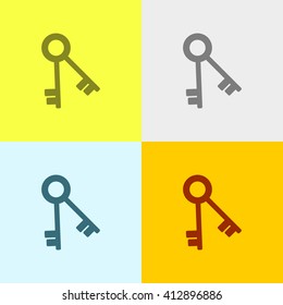 Key Icon on Four Different Backgrounds. Eps-10.