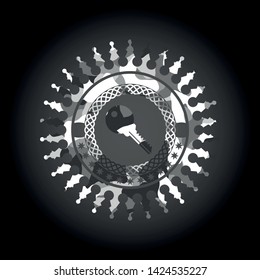 key icon on grey camouflage texture