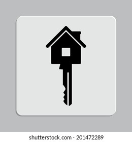Key icon on a grey flat button