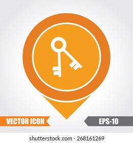 Key Icon On Map Pointer. Eps.-10.