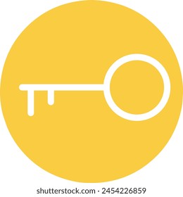 key icon on round yellow background.stock illustration