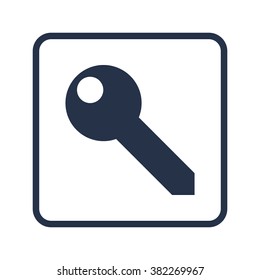 Key icon , on white background, rounded rectangle border, blue outline
