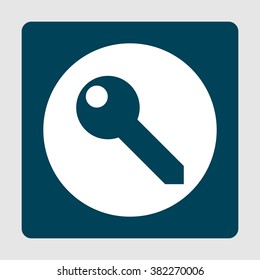 Key icon , on white circle background surrounded by blue