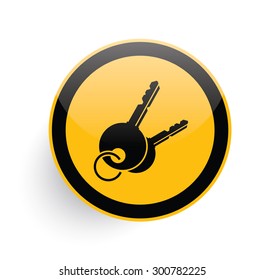 Key icon on yellow button background,clean vector