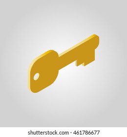 The key icon. Open and unblock, unlock, close symbol,access .3D isometric. Flat Vector illustration