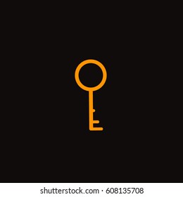 key icon. Orange icon on black background