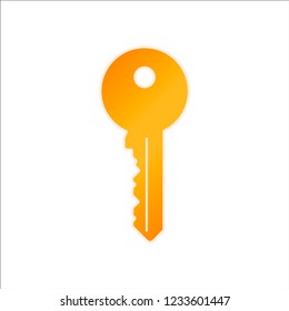 key icon. Orange sign with low light on white background