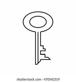 Key icon in outline style isolated on white background. Close symbol