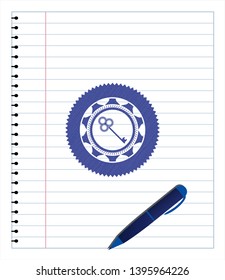 key icon pen draw. Blue ink. Vector Illustration. Detailed.