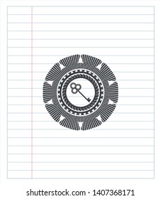 key icon pencil emblem. Vector Illustration. Detailed.