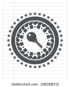 key icon pencil emblem. Vector Illustration. Detailed.
