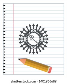 key icon with pencil strokes. Vector Illustration. Detailed.