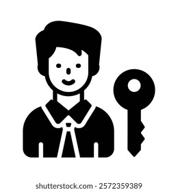 Key icon with person, representing access or permissions