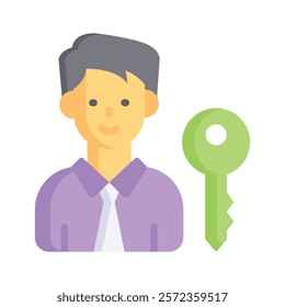 Key icon with person, representing access or permissions