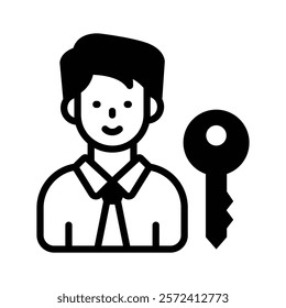 Key icon with person, representing access or permissions