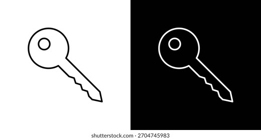Icono de clave Pixel Perfecto. Símbolo de contorno. Dibujo lineal simple.
