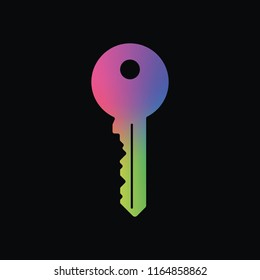 key icon. Rainbow color and dark background