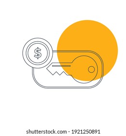 Key icon. Rent a car, rent home, sale key icon with vector illustration and flat style design.