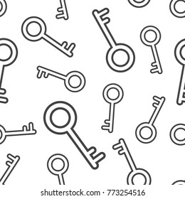 Key icon seamless pattern background. Business flat vector illustration. Unlock sign symbol pattern.